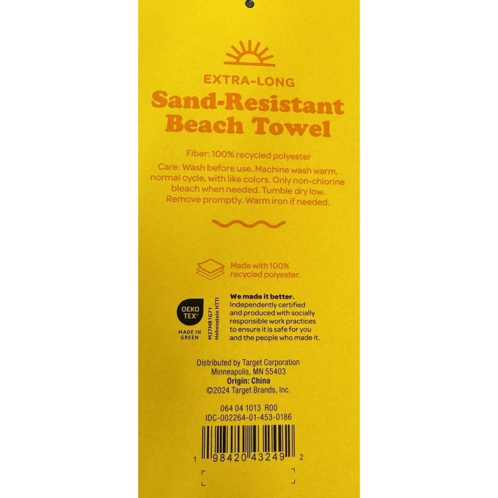 Blue Ombre XL 6ft Beach Towel, Sand Resistant 100% Recycled Polyester -Sun Squad